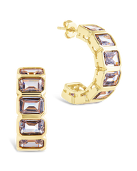 Nyssa Bezel CZ Station Hoop Earrings - Sterling Forever