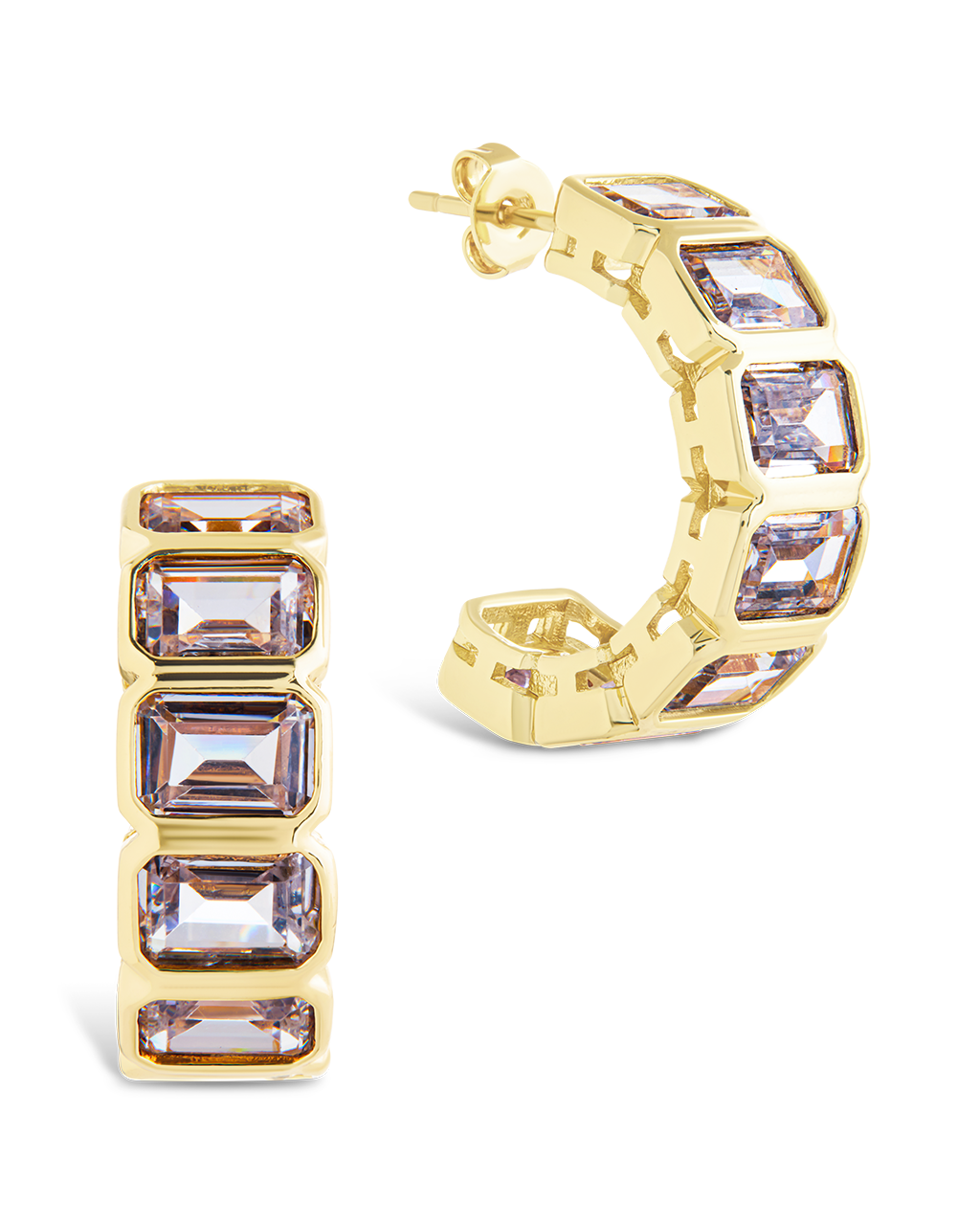 Nyssa Bezel CZ Station Hoop Earrings - Sterling Forever