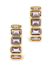 Nyssa Bezel CZ Station Hoop Earrings - Sterling Forever