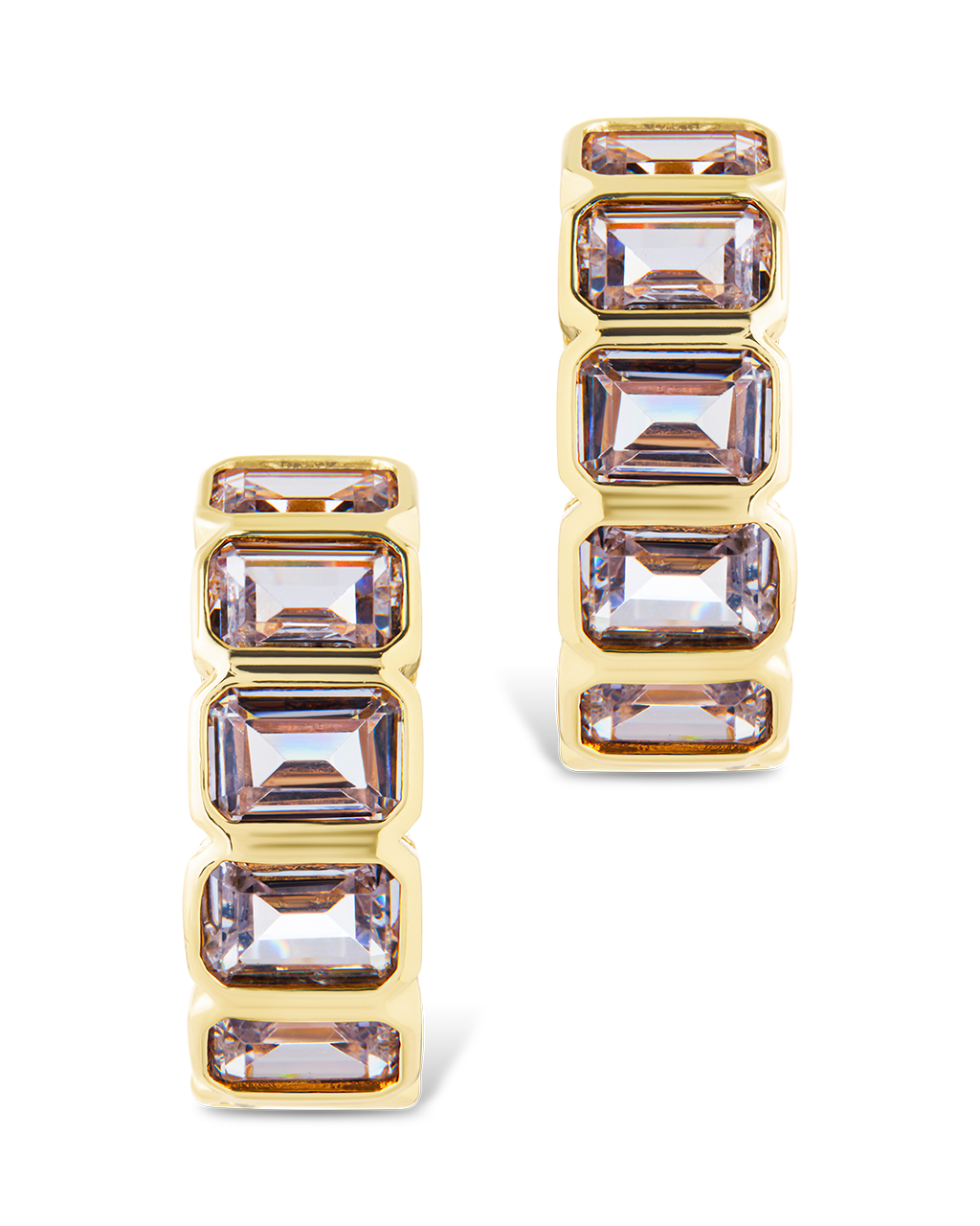 Nyssa Bezel CZ Station Hoop Earrings - Sterling Forever
