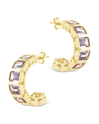 Nyssa Bezel CZ Station Hoop Earrings - Sterling Forever