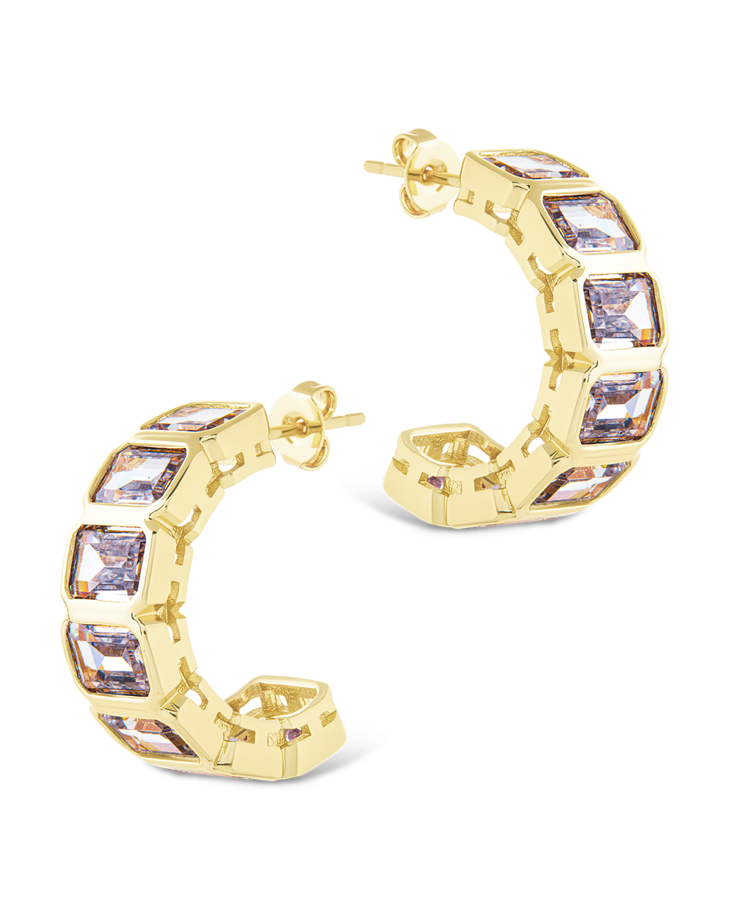 Nyssa Bezel CZ Station Hoop Earrings - Sterling Forever