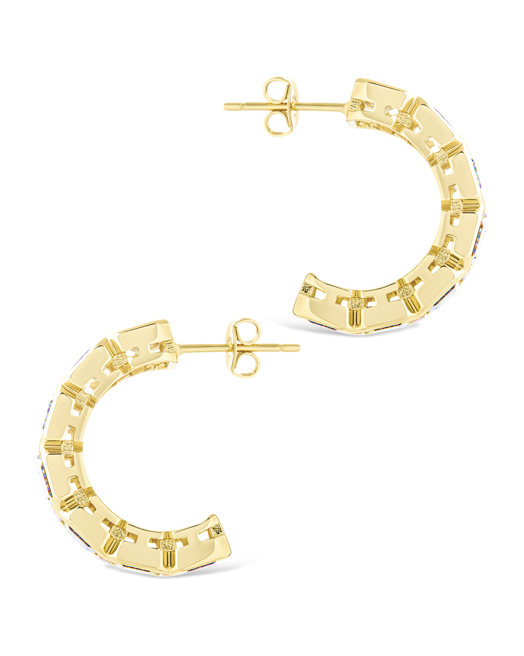 Nyssa Bezel CZ Station Hoop Earrings