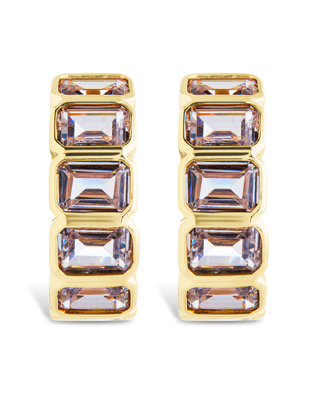 Nyssa Bezel CZ Station Hoop Earrings - Sterling Forever