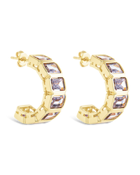 Nyssa Bezel CZ Station Hoop Earrings - Sterling Forever