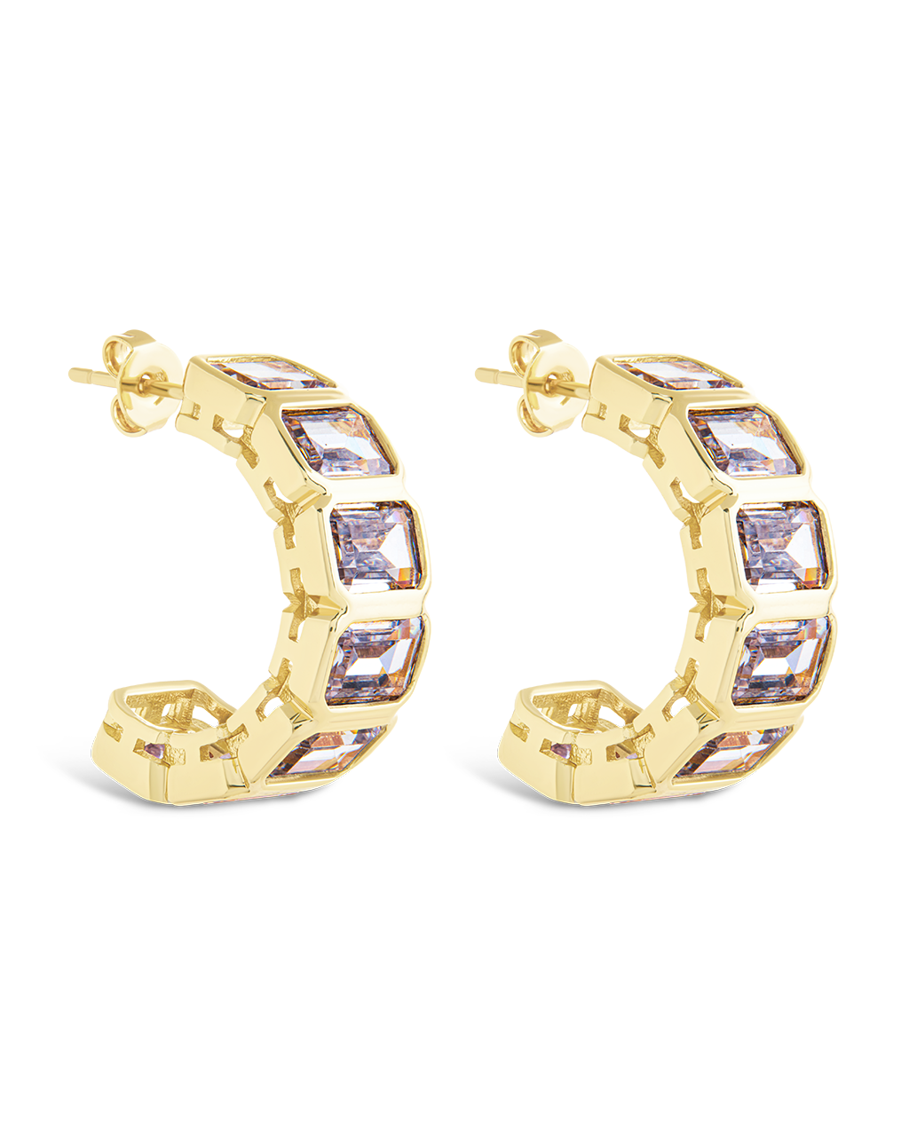 Nyssa Bezel CZ Station Hoop Earrings - Sterling Forever