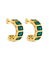 Nyssa Bezel CZ Station Hoop Earrings - Sterling Forever