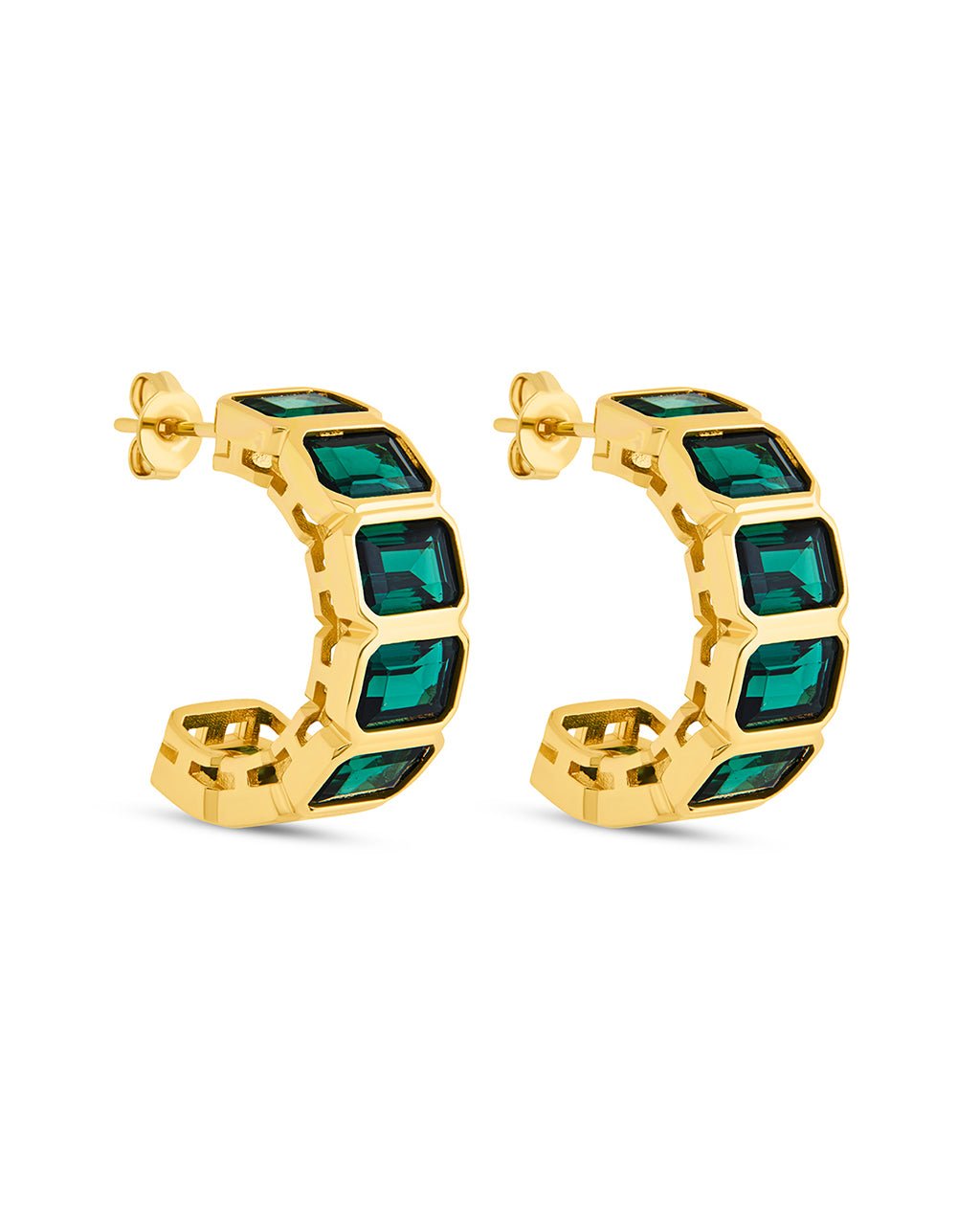 Nyssa Bezel CZ Station Hoop Earrings - Sterling Forever