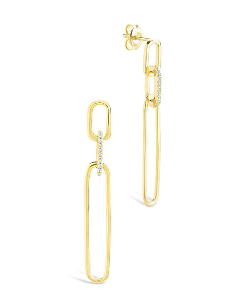 Chelle CZ Mixed Link Drop Studs - Sterling Forever