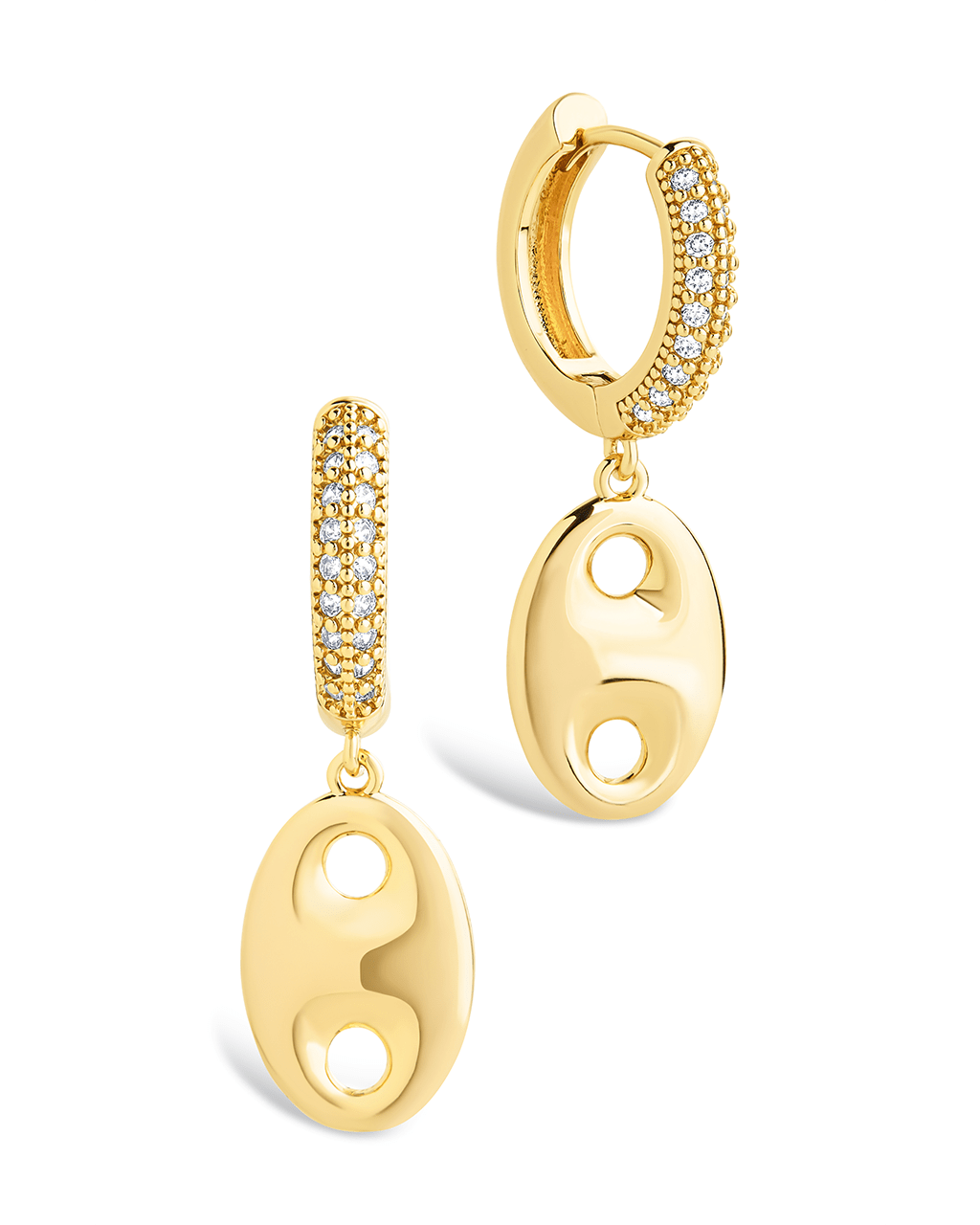 Bliss CZ Anchor Chain Micro Hoop Earrings - Sterling Forever