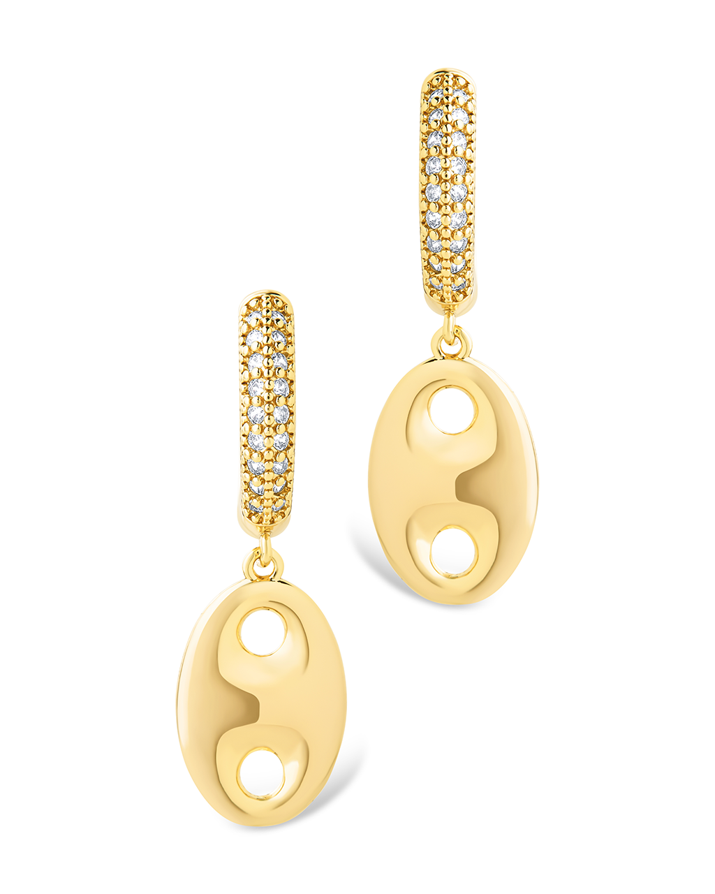 Bliss CZ Anchor Chain Micro Hoop Earrings