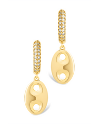 Bliss CZ Anchor Chain Micro Hoop Earrings - Sterling Forever