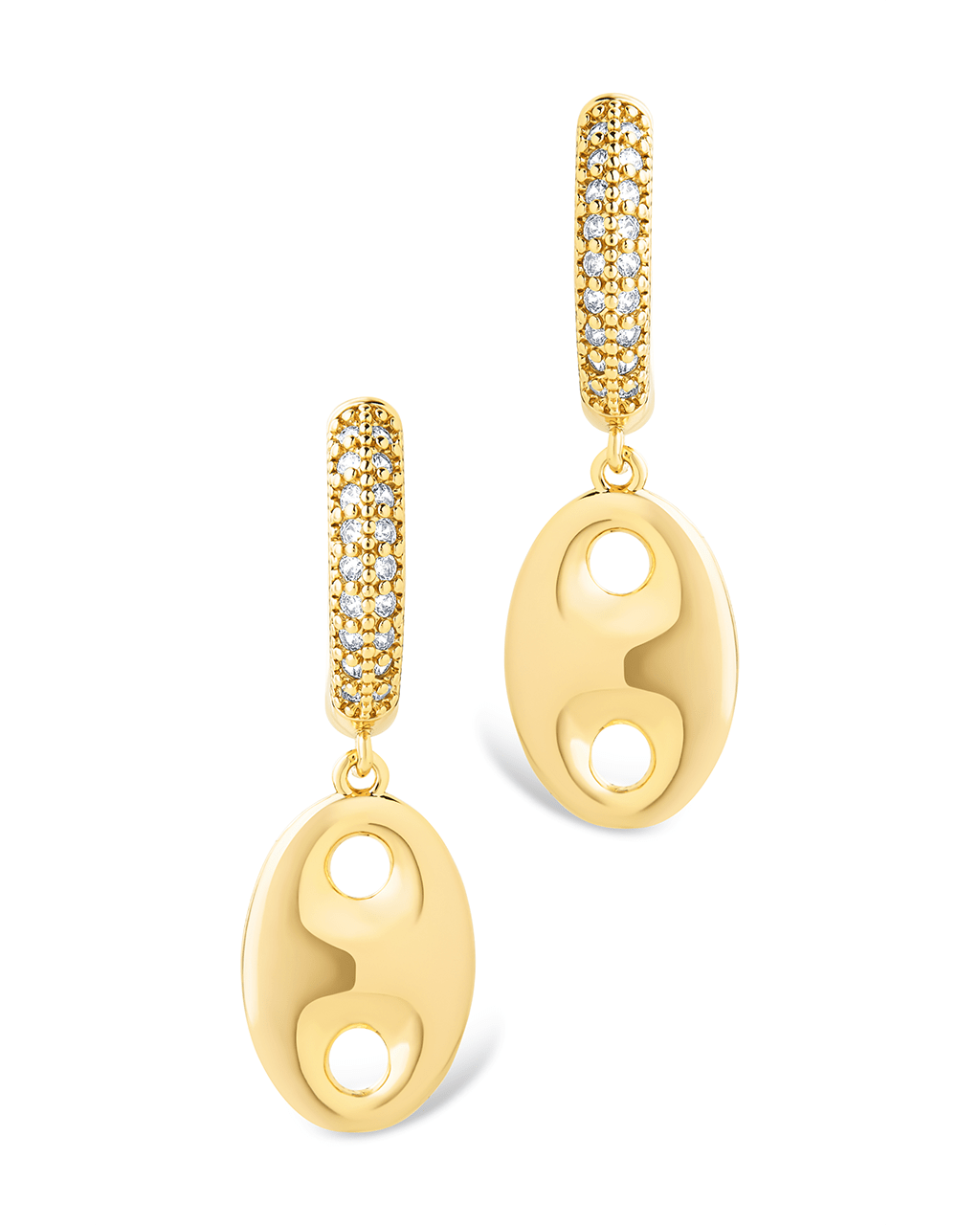 Bliss CZ Anchor Chain Micro Hoop Earrings - Sterling Forever