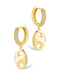 Bliss CZ Anchor Chain Micro Hoop Earrings - Sterling Forever
