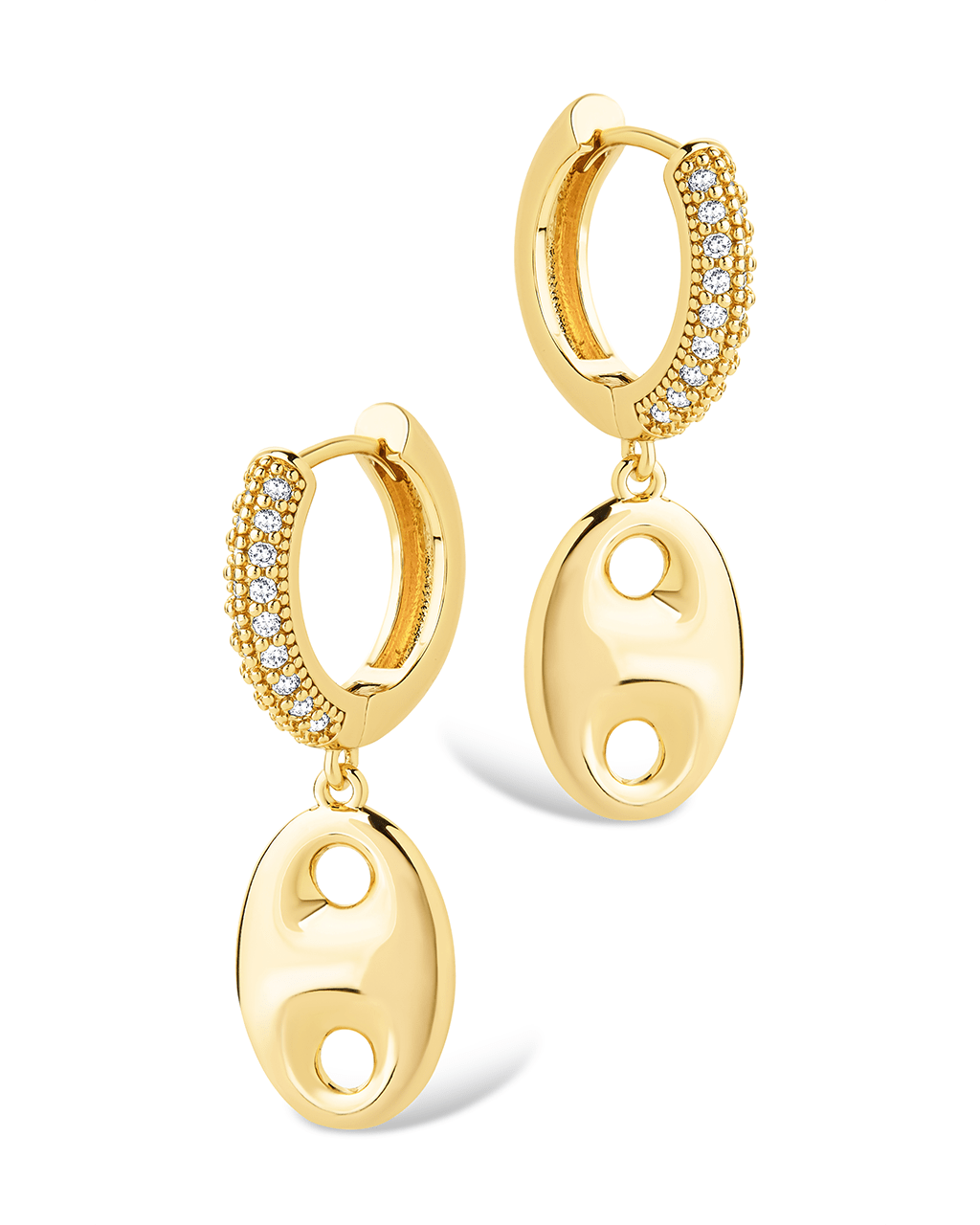 Bliss CZ Anchor Chain Micro Hoop Earrings - Sterling Forever