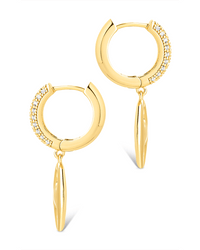 Bliss CZ Anchor Chain Micro Hoop Earrings - Sterling Forever