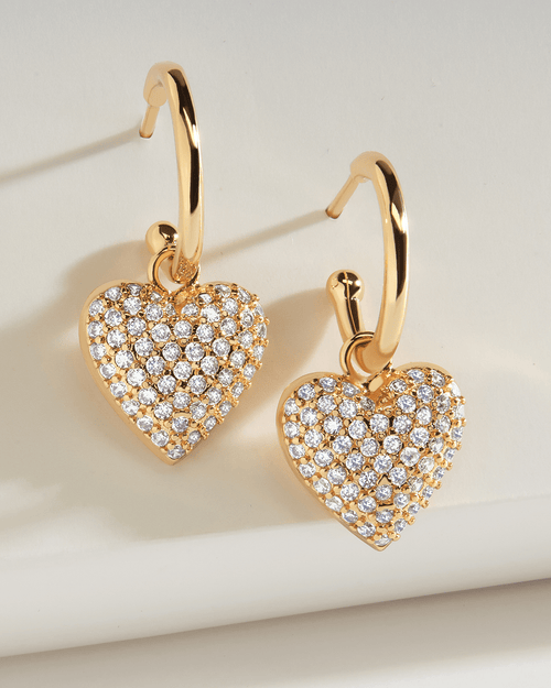 Disco Heart CZ Micro Hoop Earrings - Sterling Forever
