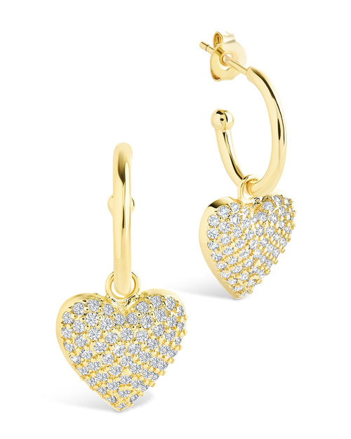 Disco Heart CZ Micro Hoop Earrings - Sterling Forever