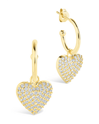 Disco Heart CZ Micro Hoop Earrings - Sterling Forever