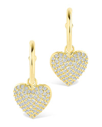 Disco Heart CZ Micro Hoop Earrings - Sterling Forever