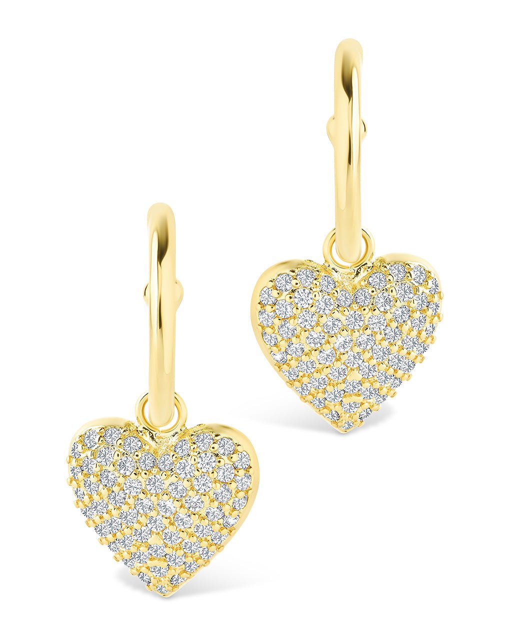 Disco Heart CZ Micro Hoop Earrings - Sterling Forever
