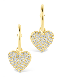 Disco Heart CZ Micro Hoop Earrings - Sterling Forever