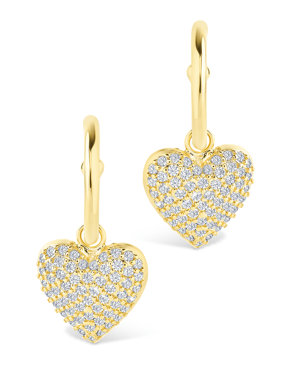 Disco Heart CZ Micro Hoop Earrings - Sterling Forever