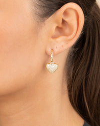 Disco Heart CZ Micro Hoop Earrings - Sterling Forever