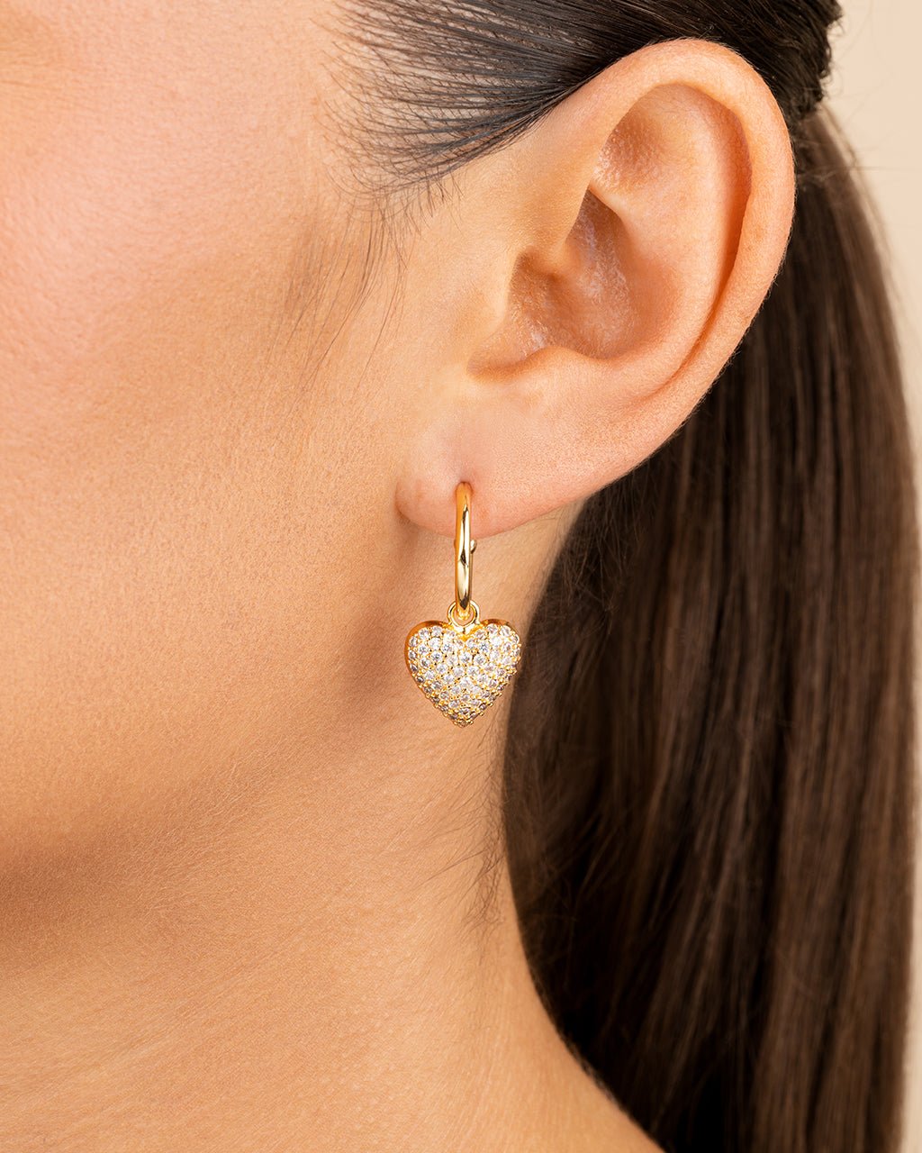 Disco Heart CZ Micro Hoop Earrings - Sterling Forever
