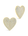 Disco Heart CZ Statement Stud Earrings - Sterling Forever