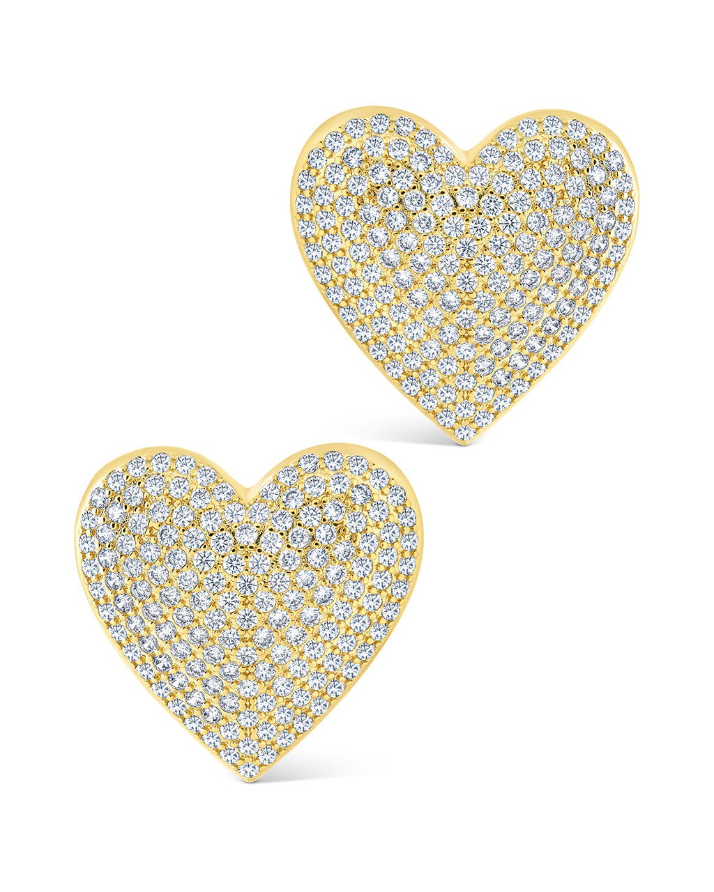 Disco Heart CZ Statement Stud Earrings - Sterling Forever
