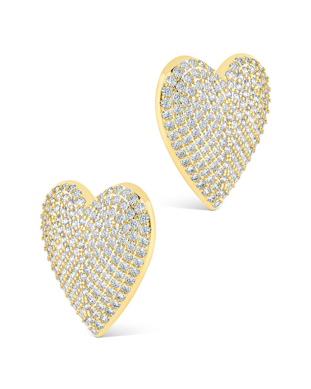 Disco Heart CZ Statement Stud Earrings - Sterling Forever