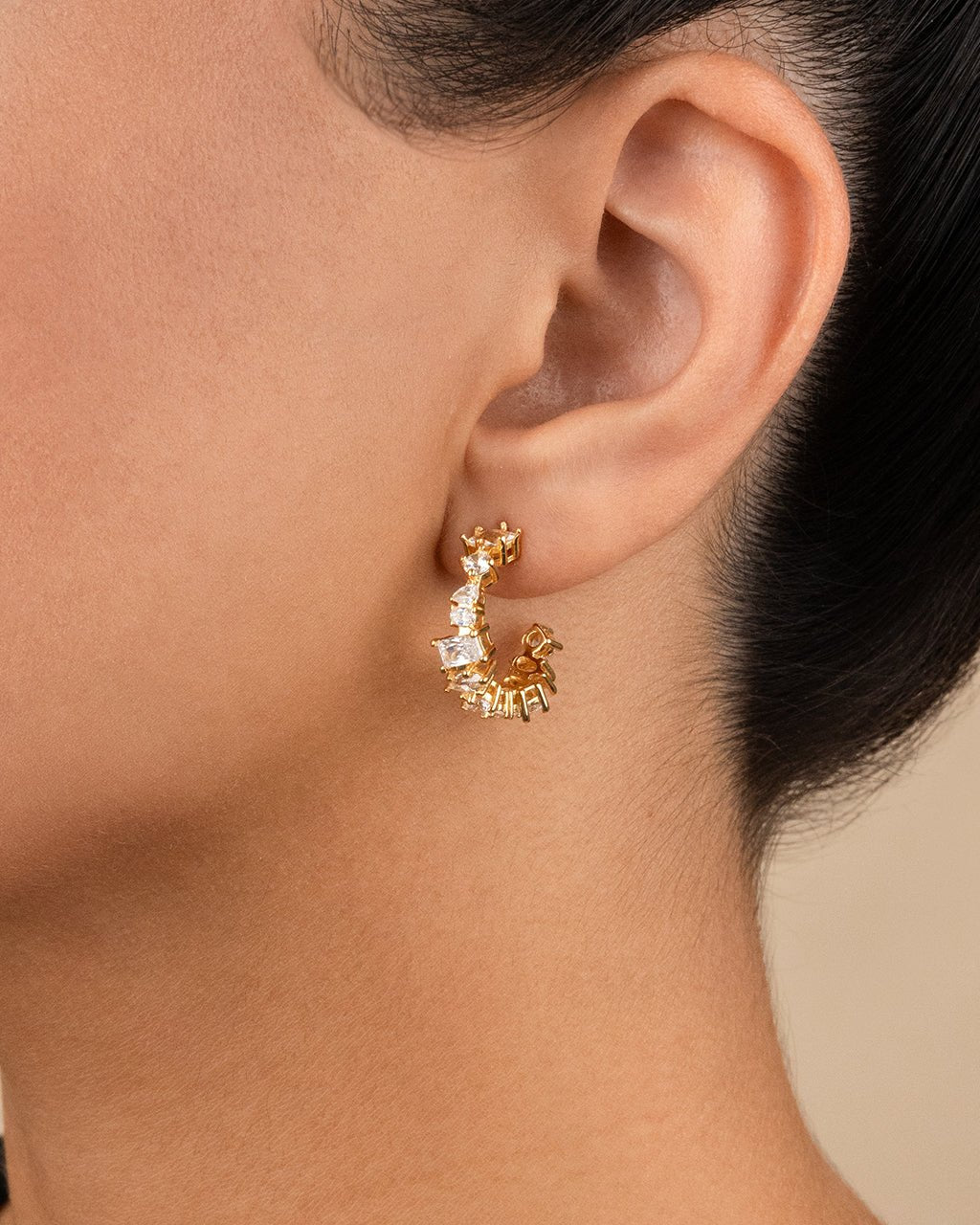 Keziah Geo Cut CZ Hoops - Sterling Forever