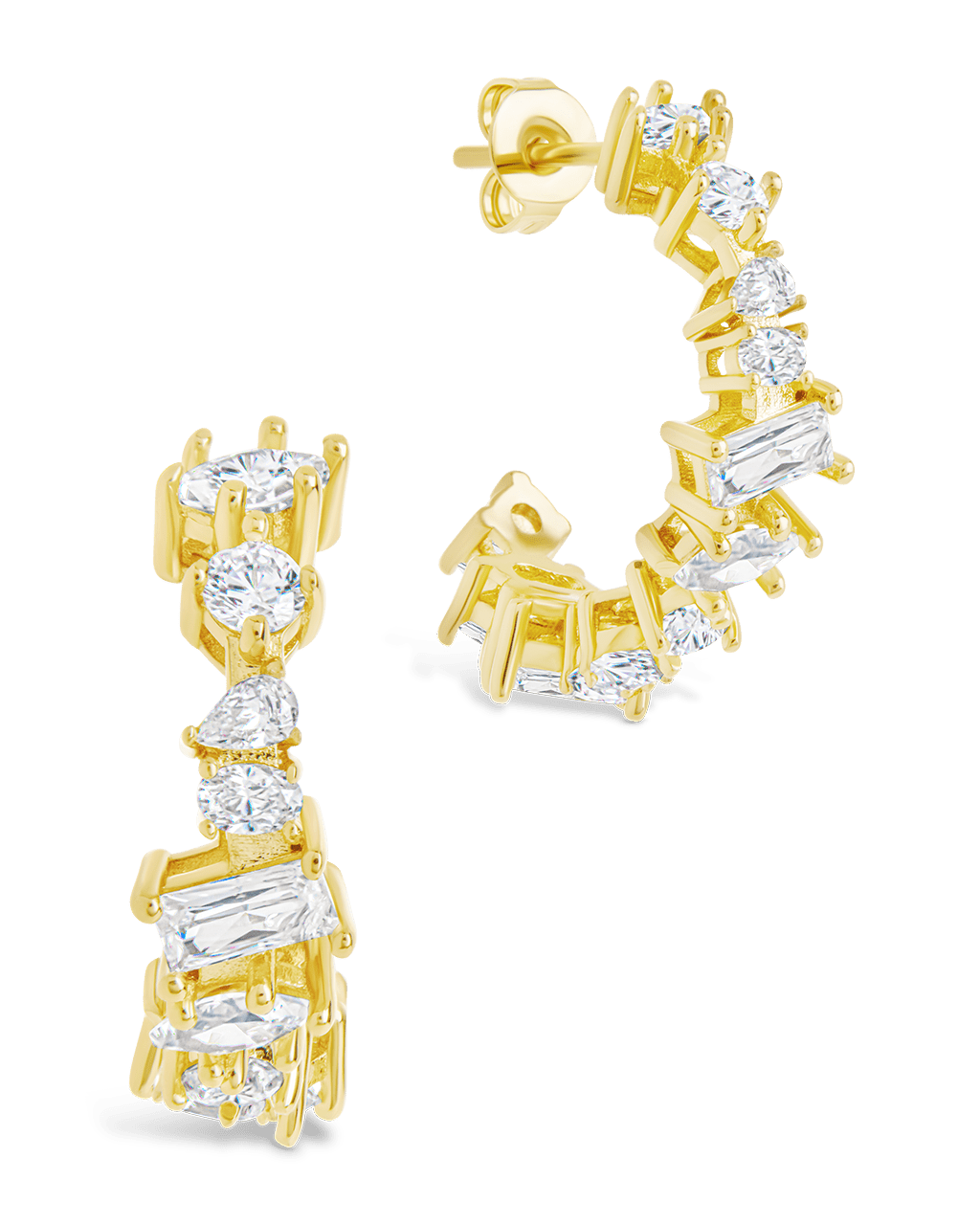 Keziah Geo Cut CZ Hoops - Sterling Forever