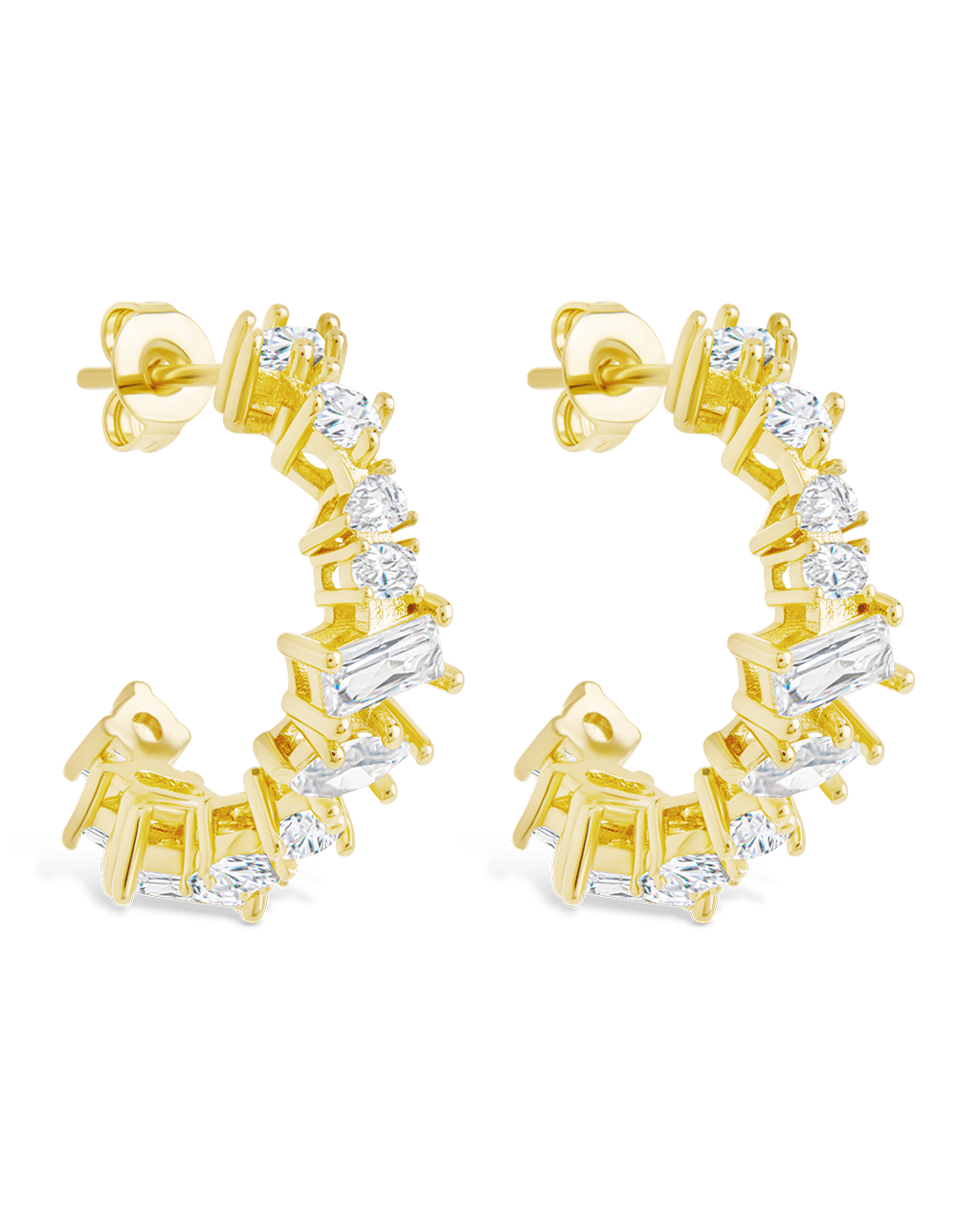 Keziah Geo Cut CZ Hoops - Sterling Forever