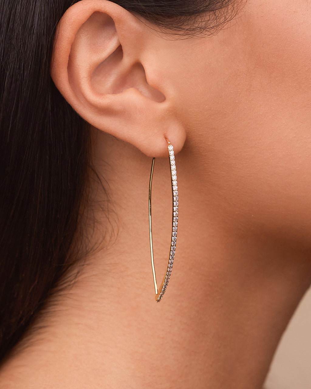 Isolde CZ Bar Threader Hoop Earring