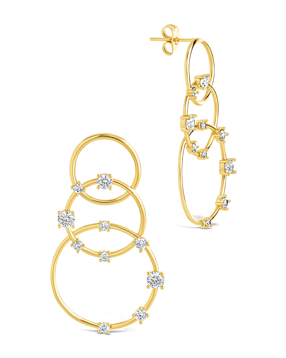 Drusilla CZ Triple Circle Drop Earrings