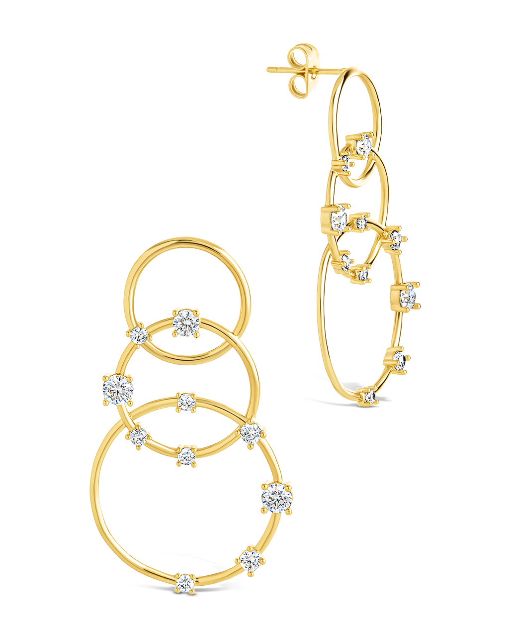 Drusilla CZ Triple Circle Drop Earrings