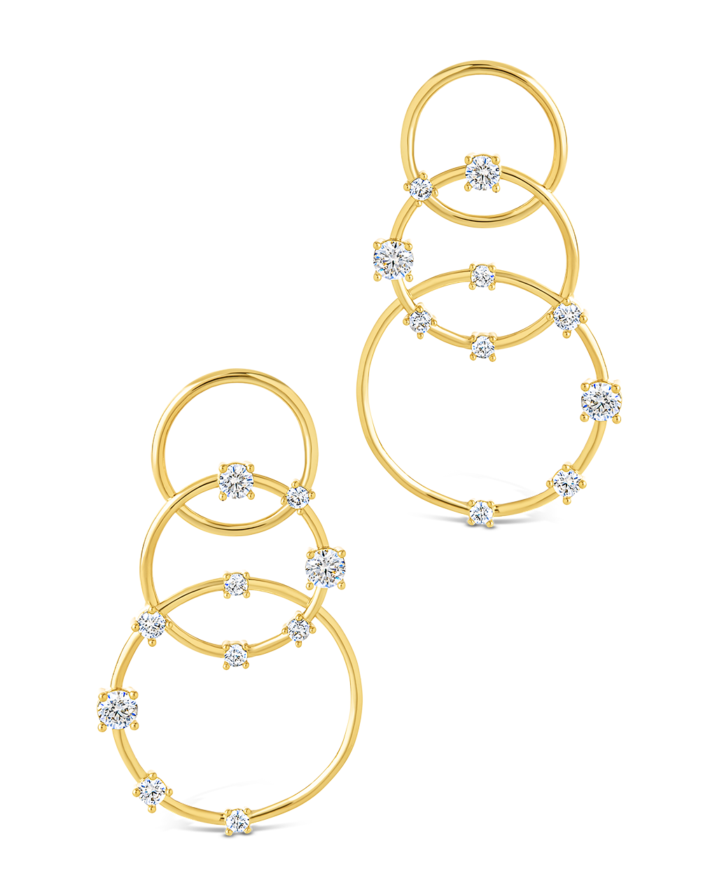 Drusilla CZ Triple Circle Drop Earrings