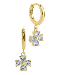 Bria CZ Flower Charm Micro Hoops