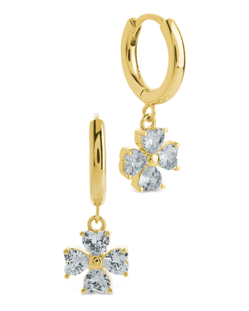Bria CZ Flower Charm Micro Hoops