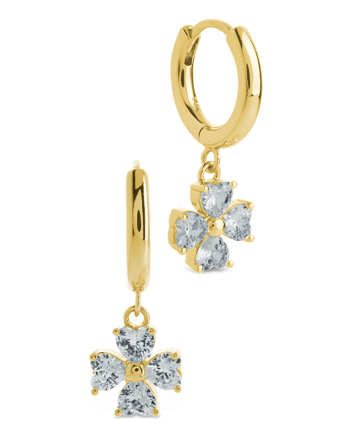 Bria CZ Flower Charm Micro Hoops