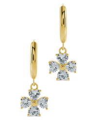 Bria CZ Flower Charm Micro Hoops