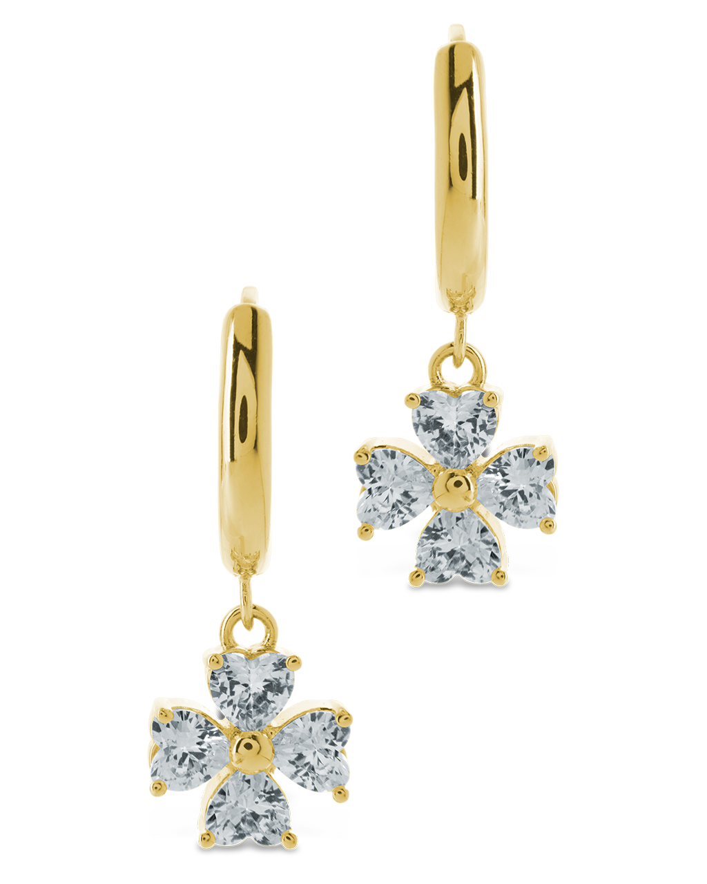 Bria CZ Flower Charm Micro Hoops