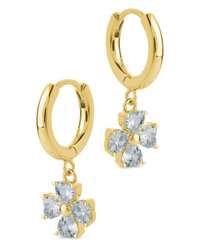 Bria CZ Flower Charm Micro Hoops