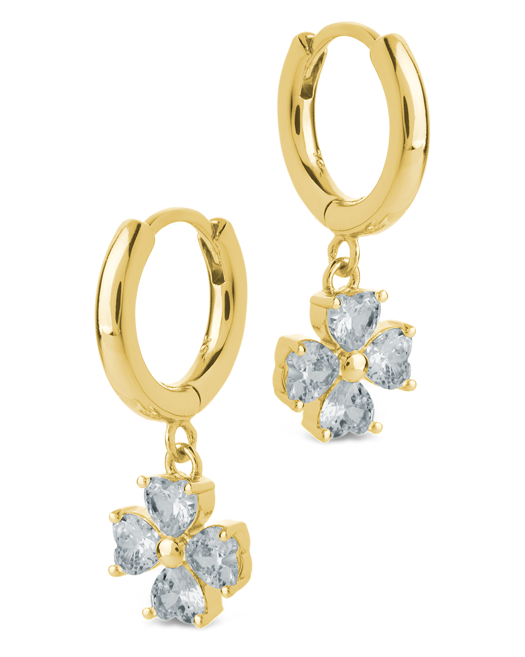 Bria CZ Flower Charm Micro Hoops