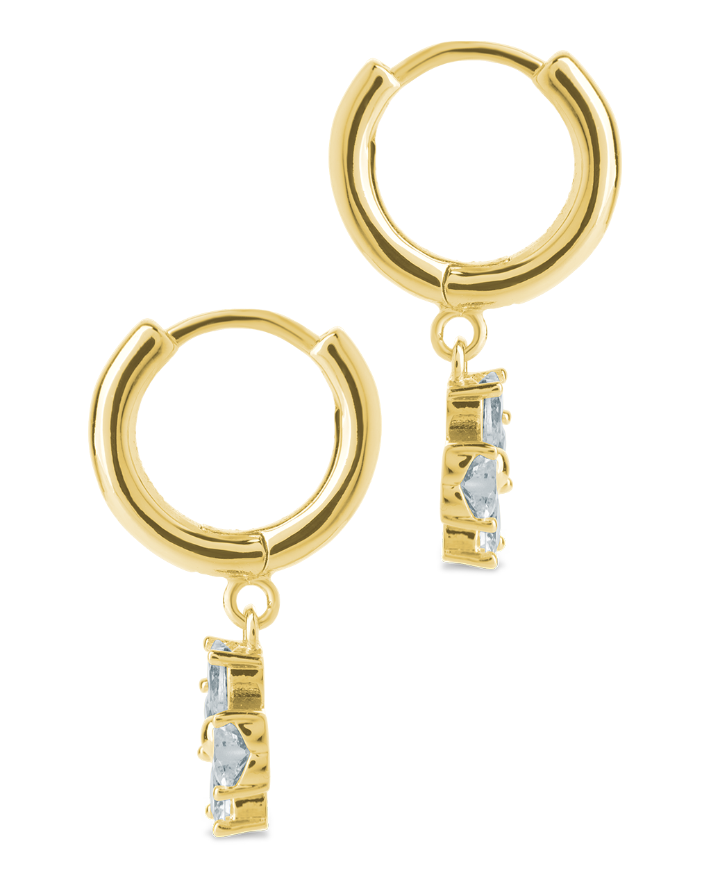 Bria CZ Flower Charm Micro Hoops