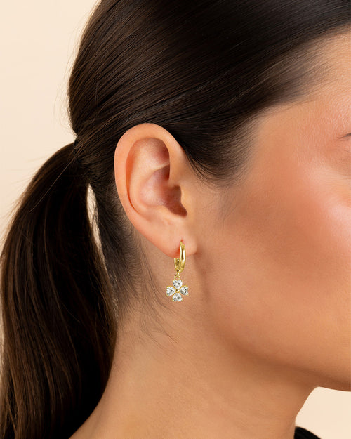Bria CZ Flower Charm Micro Hoops