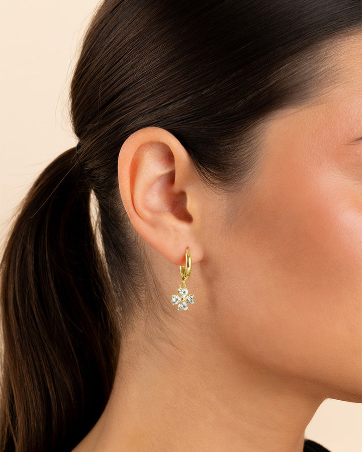 Bria CZ Flower Charm Micro Hoops
