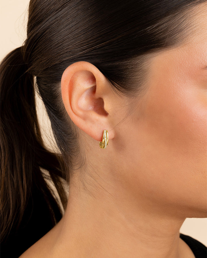 Benedetta Twisted Pave Hoops